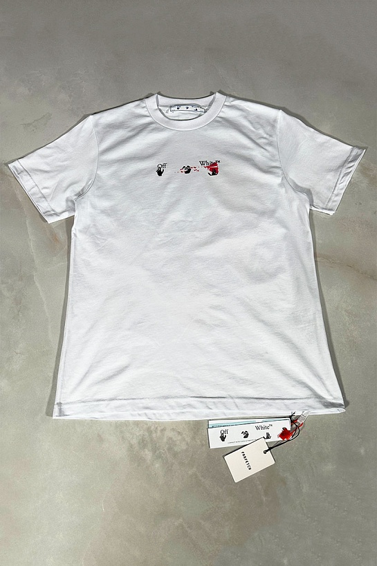 Белая оверсайз футболка Off-White Acrylic Arrow