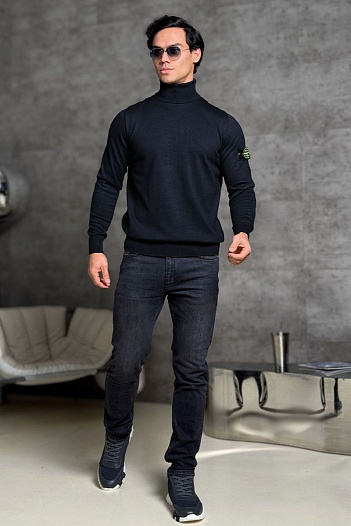 Водолазка тёмно-синего цвета Stone Island compass-patch   