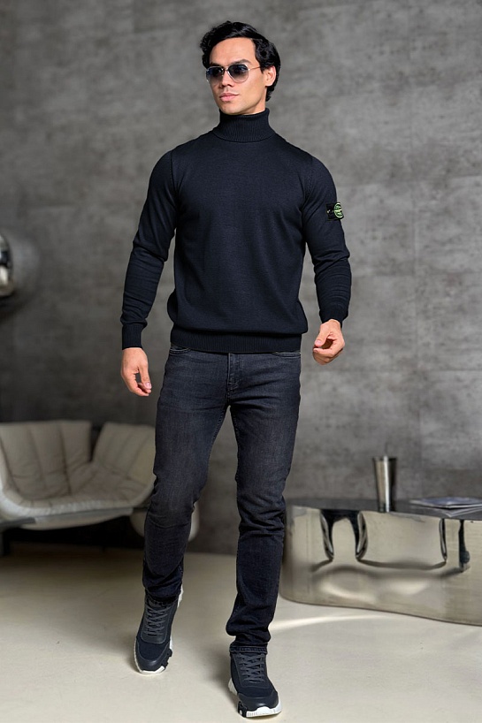 Водолазка тёмно-синего цвета Stone Island compass-patch