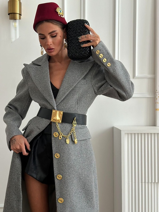 Женское пальто серого цвета Schiaparelli