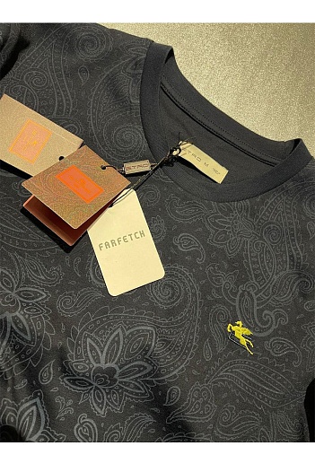 Чёрная мужская футболка Etro embroidered-logo   