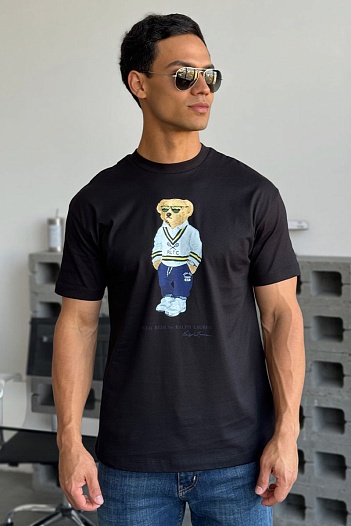 Мужская чёрная футболка Polo Ralph Lauren "Bear"   