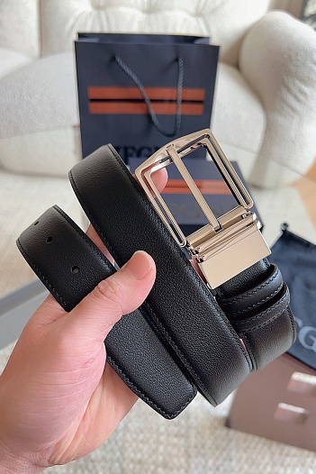 Двусторонний кожаный ремень Zegna premium   