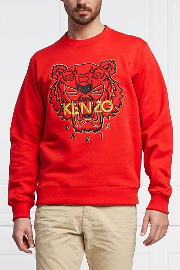 Красный мужской свитшот Kenzo Tiger Head embroidered   