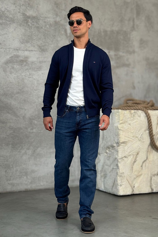 Кофта на молнии Tommy Hilfiger flag embroidery - Navy