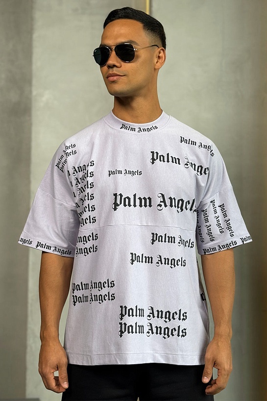 Светло-фиолетовая оверсайз футболка Palm Angels Ultra Logo