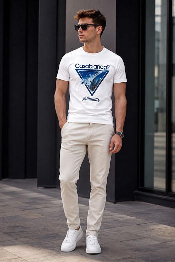 Белая футболка Casablanca Aiiiiiir logo-print   