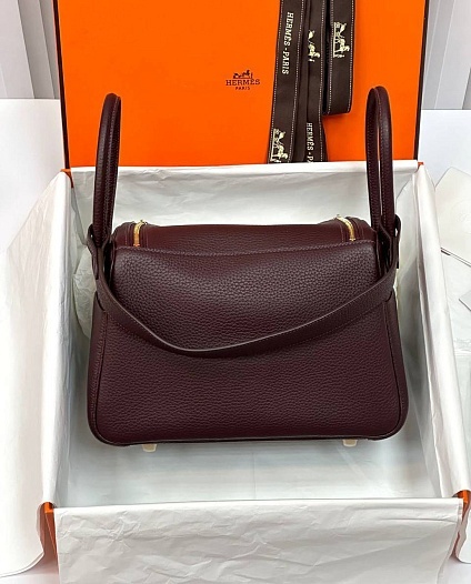 Женская кожаная сумка Hermes Lindy Premium 26x18x13 см - Burgundy   