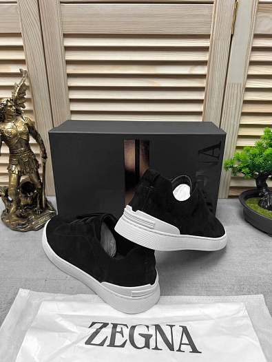 Замшевые кроссовки Ermenegildo Zegna Triple Stitch low-top - Black   