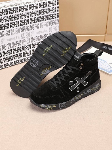 Замшевые кроссовки с мехом Premiata high-top - Black   