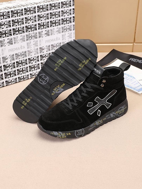 Замшевые кроссовки с мехом Premiata high-top - Black