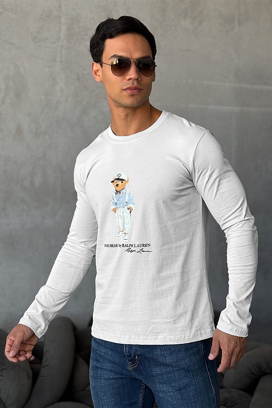 Мужской лонгслив Polo Ralph Lauren "Bear" - White