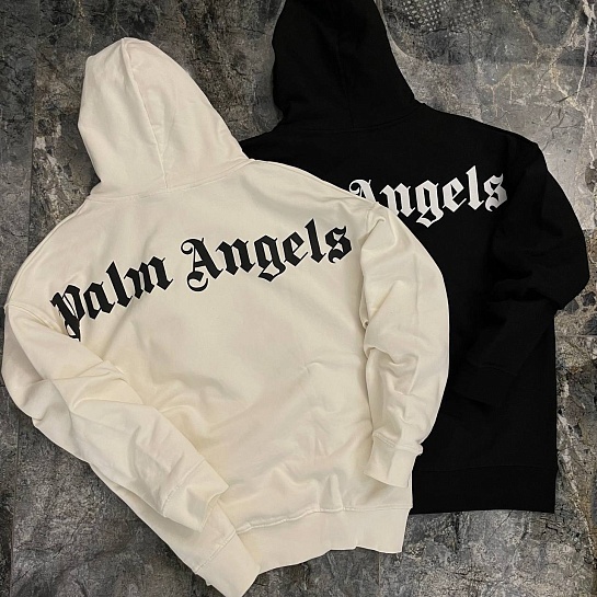 Мужское худи белого цвета Palm Angels logo-print