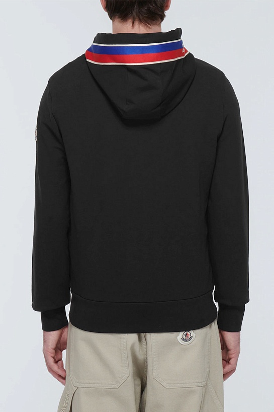 Чёрная кофта на молнии Moncler striped logo