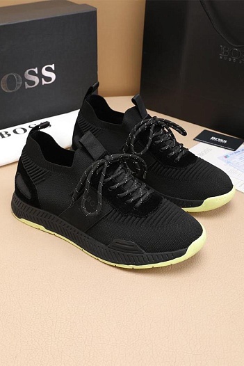 Текстильные кроссовки Hugo Boss Titanium - Black / Yellow   