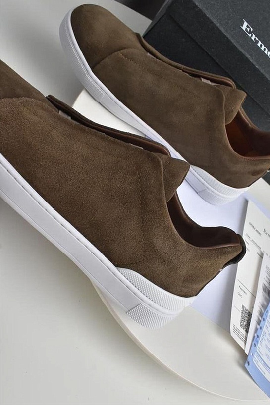 Замшевые кроссовки Ermenegildo Zegna Triple Stitch low-top - Brown