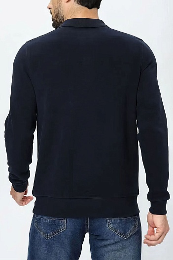 Тёмно-синее поло с длинным рукавом Paul & Shark   