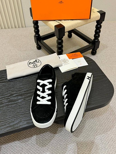 Мужские замшевые кроссовки Hermes Kid - Black   