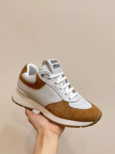 Женские кроссовки MIU MIU Premium - Grey / Brown   