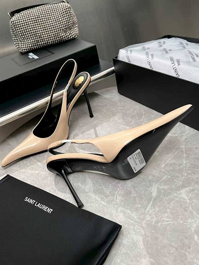 Женские кожаные туфли на каблуке Yves Saint Laurent premium   