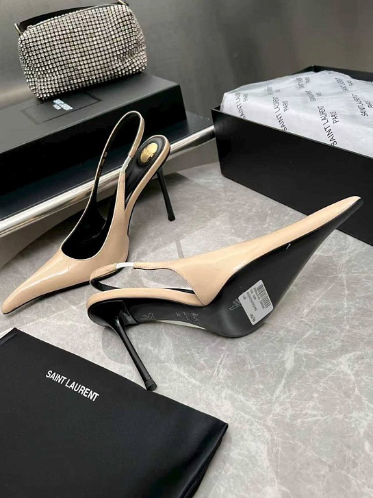 Женские кожаные туфли на каблуке Yves Saint Laurent premium