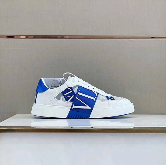 Женские комбинированные кроссовки Valentino "VLTN" - White / Blue