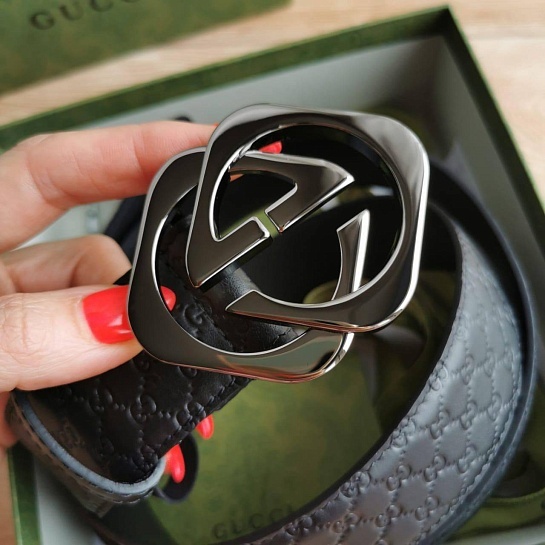 Кожаный ремень Gucci GG Monogram all-over (длина 100 / 105 см)