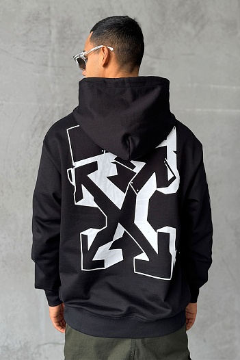 Мужское чёрное худи Off-White Graffiti Arrows Logo   