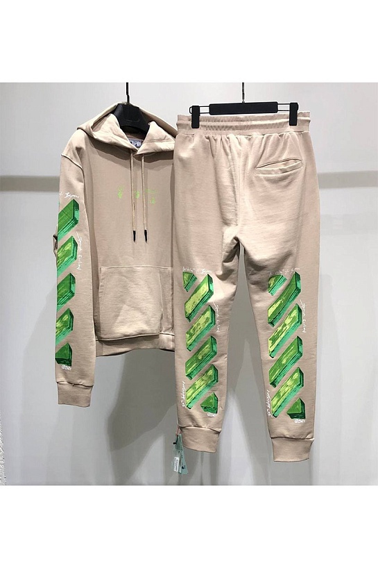 Мужское бежевое худи Off-White Marker Arrow