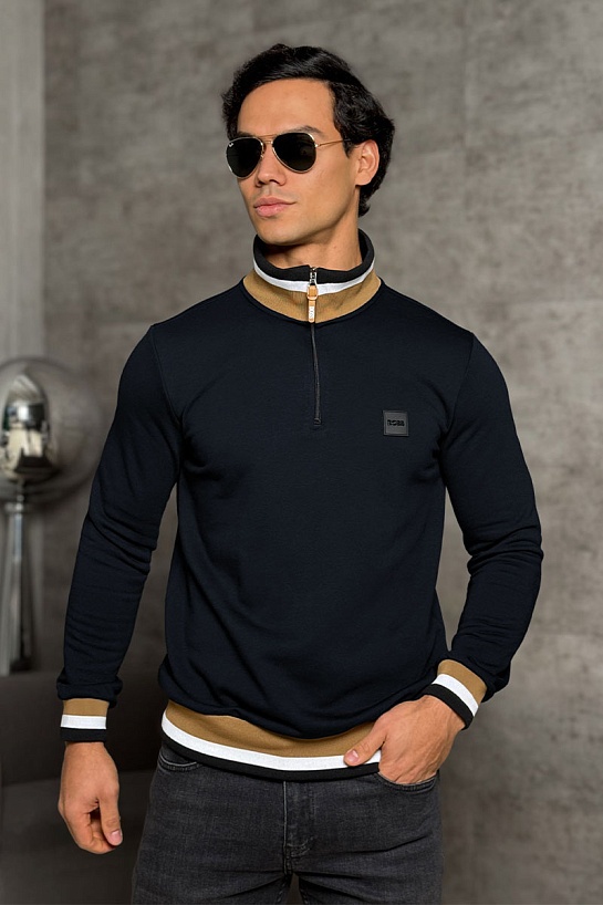 Мужской тёмно-синий джемпер Hugo Boss