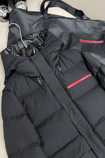 Мужской пуховик Prada Linea Rossa - Black   