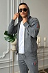 Серый спортивный костюм Moncler logo-embroidered
