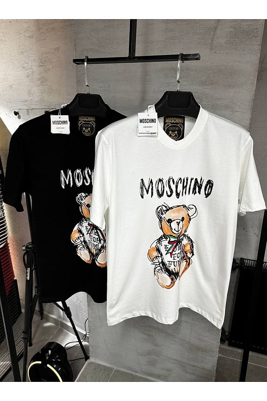 Мужская белая футболка Moschino Teddy Bear