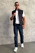 Синий пуховой жилет Burberry London England logo-patch