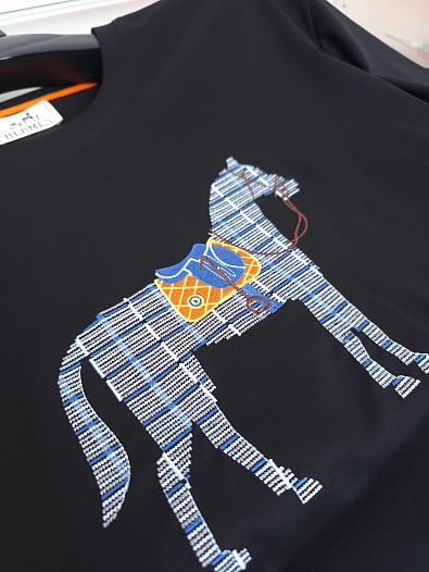 Мужская чёрная футболка Hermes premium   