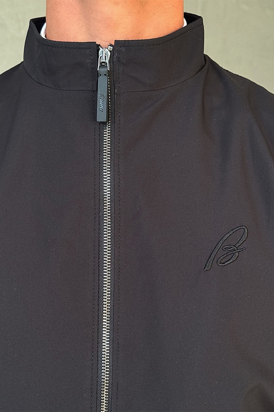 Мужская чёрная ветровка Brioni logo-embroidered