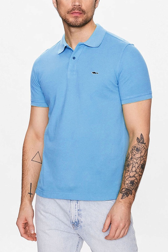 Голубое поло Paul & Shark logo-embroidered