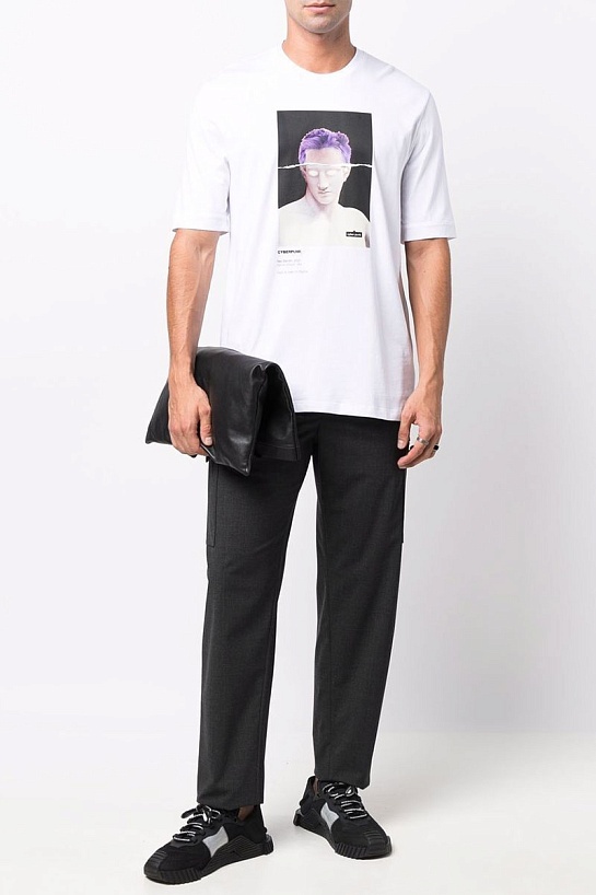 Белая оверсайз футболка Neil Barrett "Cyberpunk"