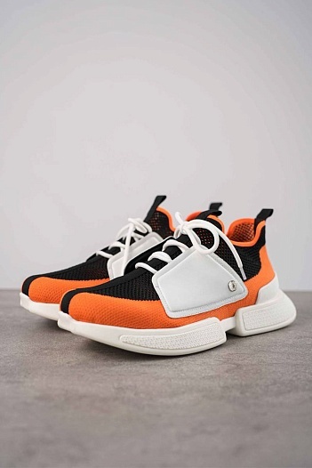 Мужские текстильные кроссовки Hermes Expert - Black / Orange   