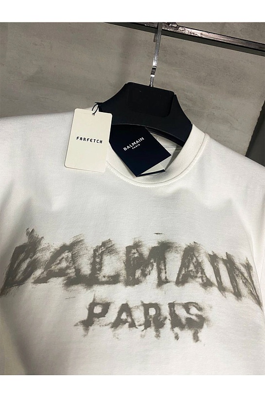 Футболка белого цвета Balmain Paris logo-print