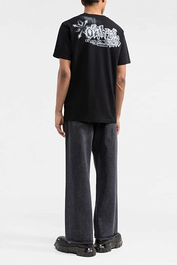 Чёрная оверсайз футболка Off-White Tribal Type   