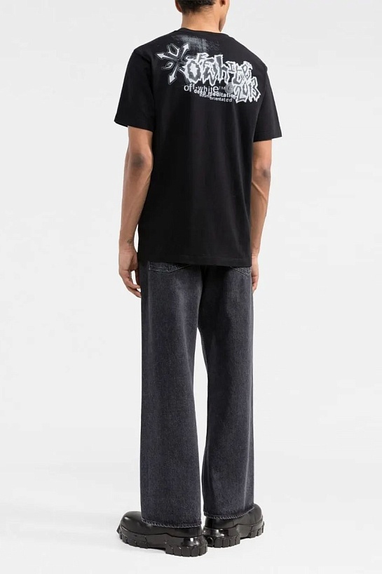 Чёрная оверсайз футболка Off-White Tribal Type