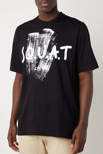 Чёрная оверсайз футболка Dsquared2 Squat   
