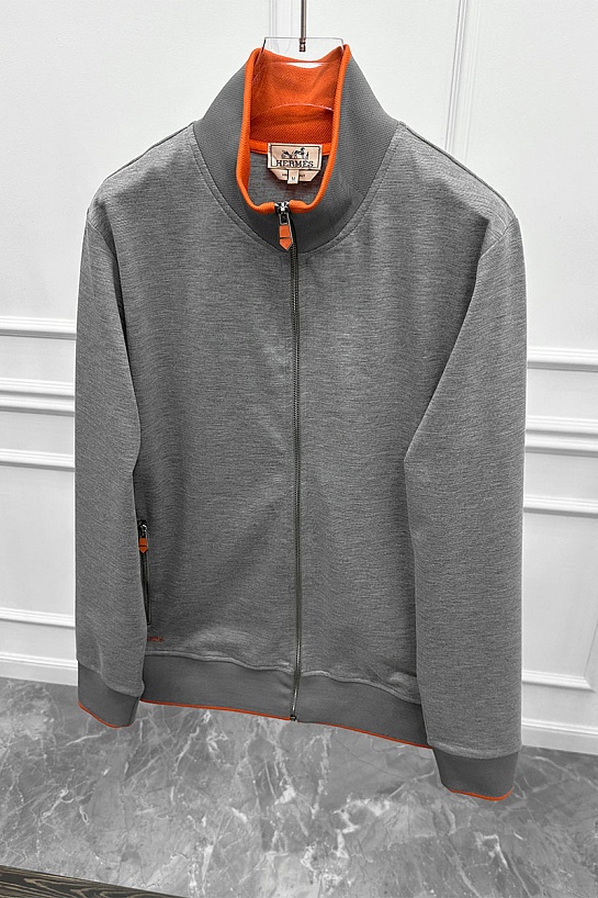 Кофта на молнии Hermes серого цвета