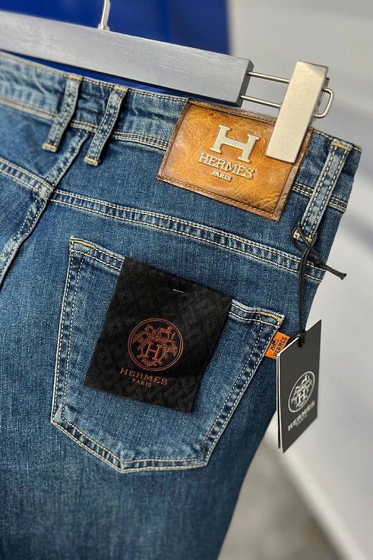 Мужские джинсы синего цвета Hermes regular fit