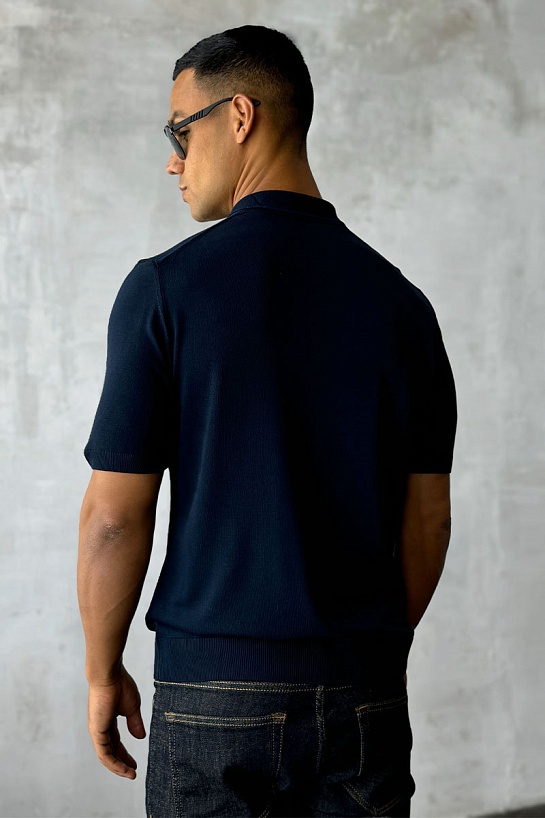 Мужское поло Stefano Ricci Eagle zip-neck - Navy