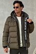 Утеплённая куртка оливкового цвета Moncler logo-patch