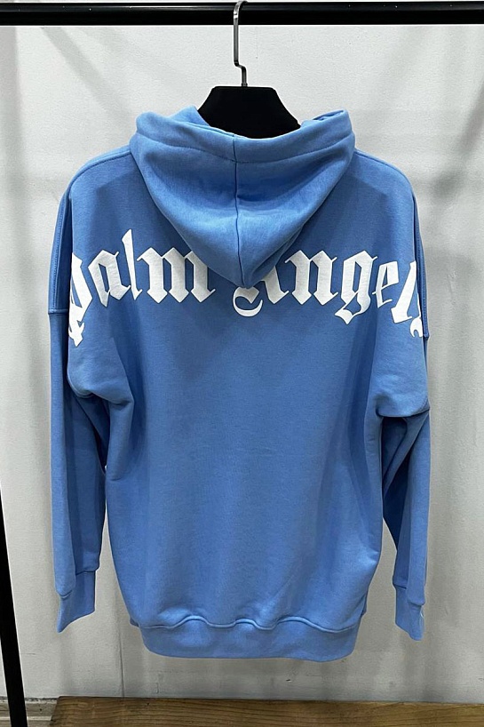 Голубое оверсайз худи Palm Angels Classic logo-print