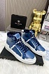 Кожаные кроссовки с мехом Balmain high-top - Blue / White