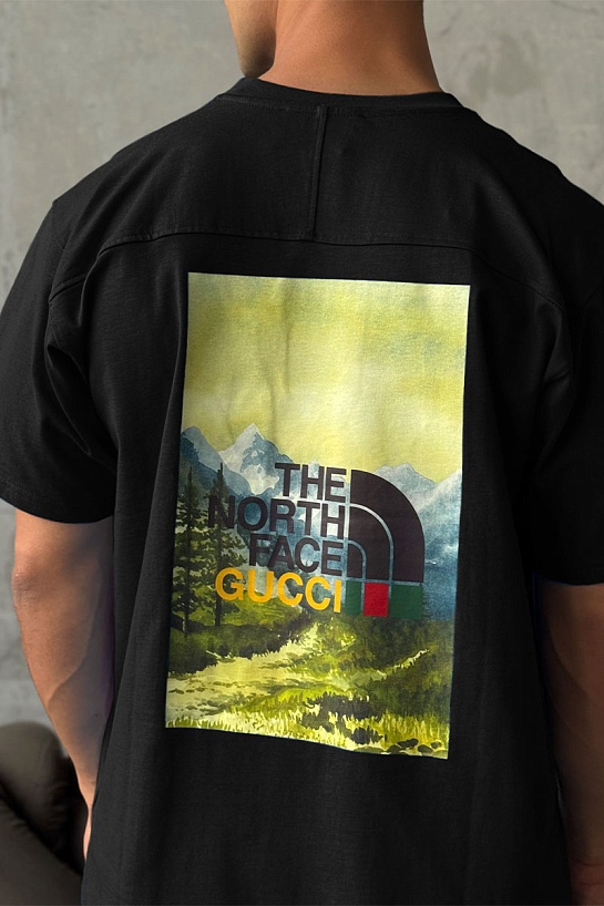 Оверсайз футболка Gucci x The North Face Collaboration landscape print - Black